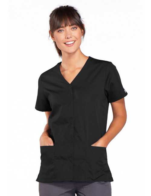Blouse médicale Femme boutons pression, Cherokee Workwear Originals (4770), couleur noir vue face