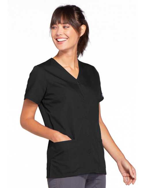 Blouse médicale Femme boutons pression, Cherokee Workwear Originals (4770), couleur noir vue gauche