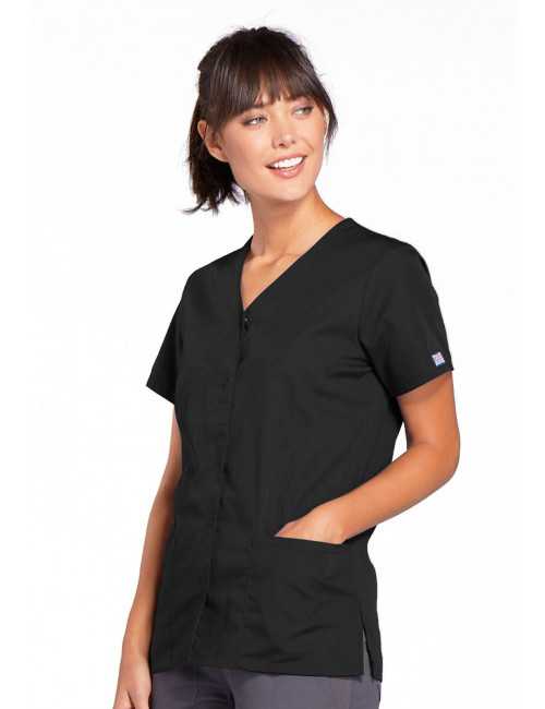 Blouse médicale Femme boutons pression, Cherokee Workwear Originals (4770), couleur noir vue droit