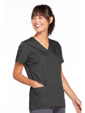Blouse médicale Femme boutons pression, Cherokee Workwear Originals (4770), couleur gris anthracite vue gauche