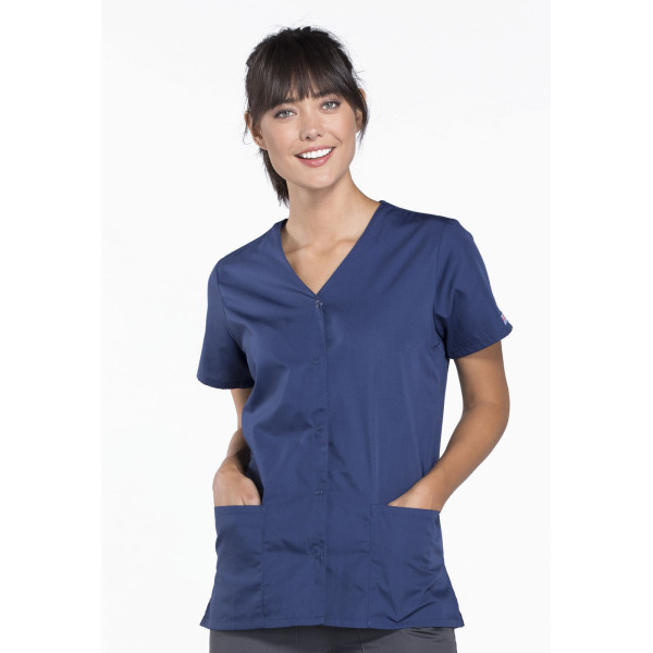 Blusa médica de mujer con botones de presión, Cherokee Workwear Originals (4770)
