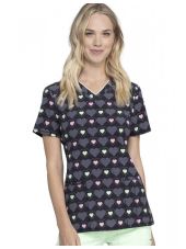 Woman's Printed Medical Gown "Hearts on Black Background", Cherokee (CK634)
