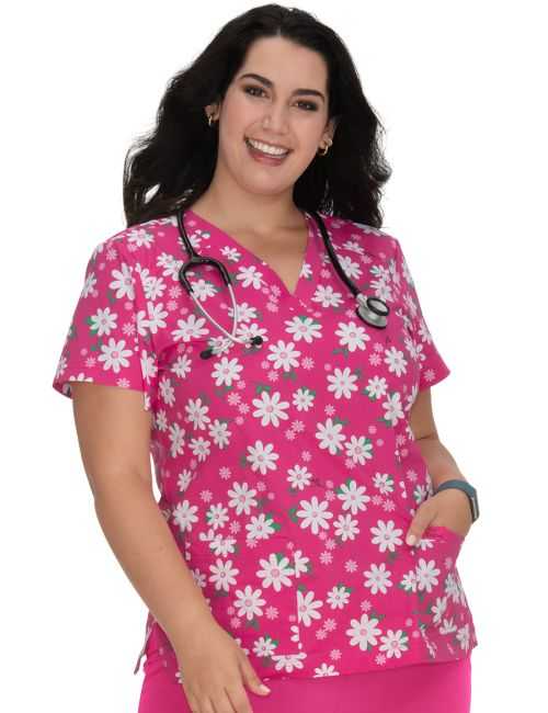 Women's printed doctor's coat "Christmas dogs and cats", Koi Collection (B120PR-HJP)