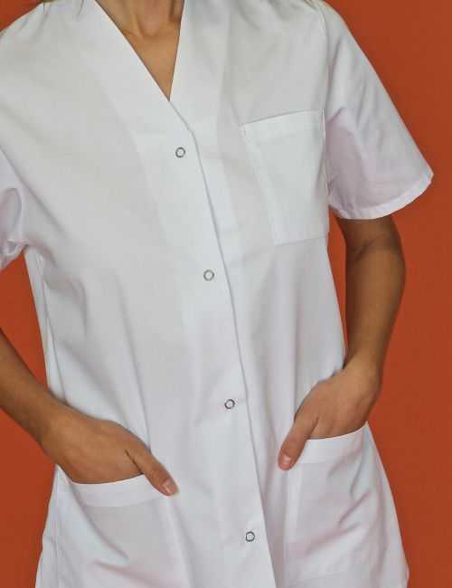 Bata de trabajo Mujer blanca Cuello en V Viviane, SNV (VIVMCP0000)