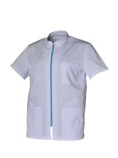 Bata médica para hombres blanca de manga larga de poliéster/algodón Xavier, SNV (XAVLP00300)