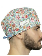 Medical Cap Cherry flower 100% coton Chrysval (211-204)