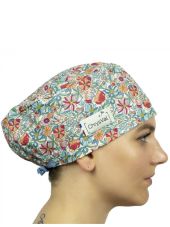 Medical Cap Cherry flower 100% coton Chrysval (211-204)