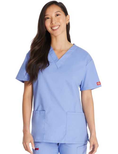 Women's V-Neck Medical Blouse, Dickies, 2 pockets, "EDS Signature" Collection (86706)