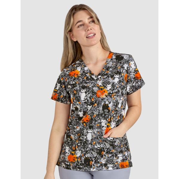 Bata médica original para mujer "Gatos de Navidad", (1122PRA-FFV)