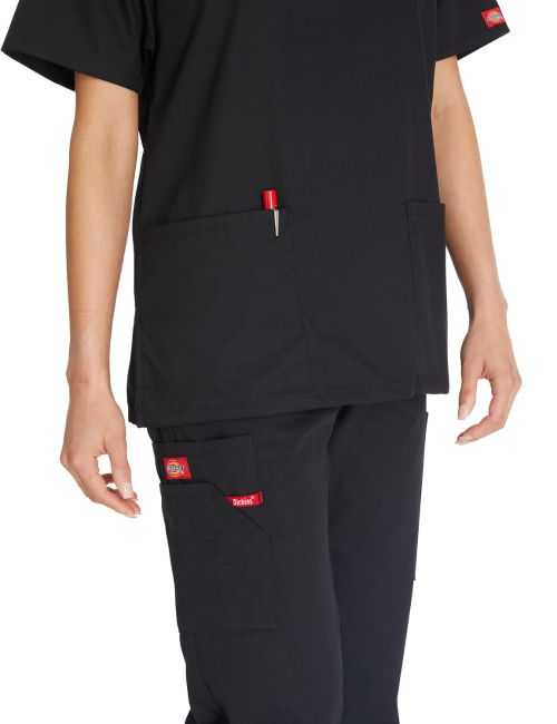 Blusa médica de cuello en V para hombres, Dickies, 2 bolsillos, Colección "EDS Signature" (86706)