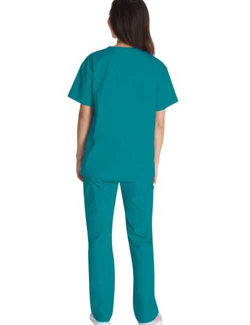 Blusa médica de cuello en V para hombres, Dickies, 2 bolsillos, Colección "EDS Signature" (86706)