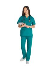 Blusa médica de cuello en V para hombres, Dickies, 2 bolsillos, Colección "EDS Signature" (86706)