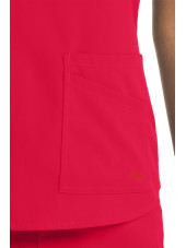Blouse médicale femme, couleur rouge vue détail, collection "Grey's Anatomy Stretch" (GRST011-)