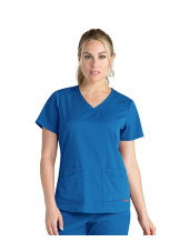 Blouse médicale femme, collection "Grey's Anatomy Stretch" (GRST011-) bleu royal vue face