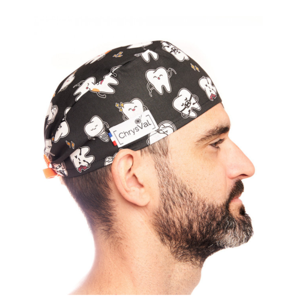 Short medical cap "Black Dent" 100% cotton CHRYSVAL (211-971)