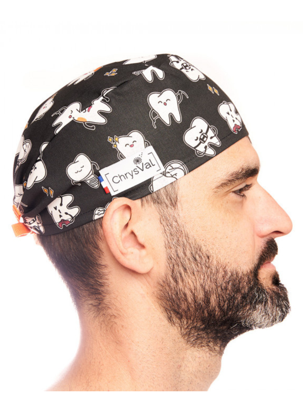 Short medical cap "Black Dent" 100% cotton CHRYSVAL (211-971)
