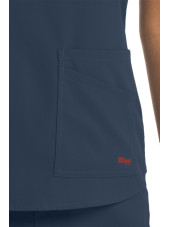 Blouse médicale femme, couleur gris anthracite vue détail, collection "Grey's Anatomy Stretch" (GRST011-)