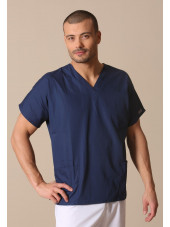 Blouse médicale Homme, 2 poches, Cherokee Workwear Originals (4700) vue modele coté bleu marine