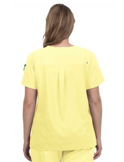 Blouse médicale Femme Koi "Aura", 2 poches, collection Cureology (C100) , jaune de dos 