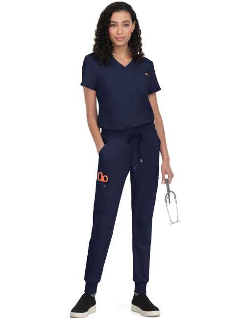 Blouse médicale Femme Koi "Aura", 2 poches, collection Cureology (C100) bleu marine de face 