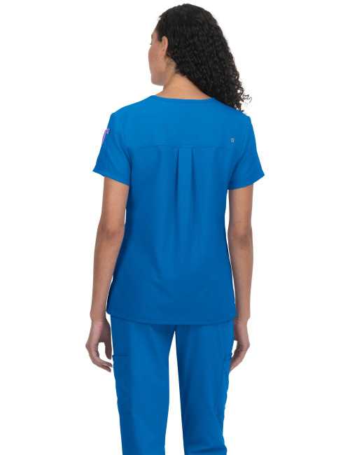 Blouse médicale Femme Koi "Aura", 2 poches, collection Cureology (C100) bleu royal de dos 