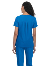 Blouse médicale Femme Koi "Aura", 2 poches, collection Cureology (C100) bleu royal de dos 