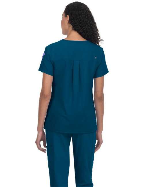 Blouse médicale Femme Koi "Aura", 2 poches, collection Cureology (C100) vert caraibe de dos 