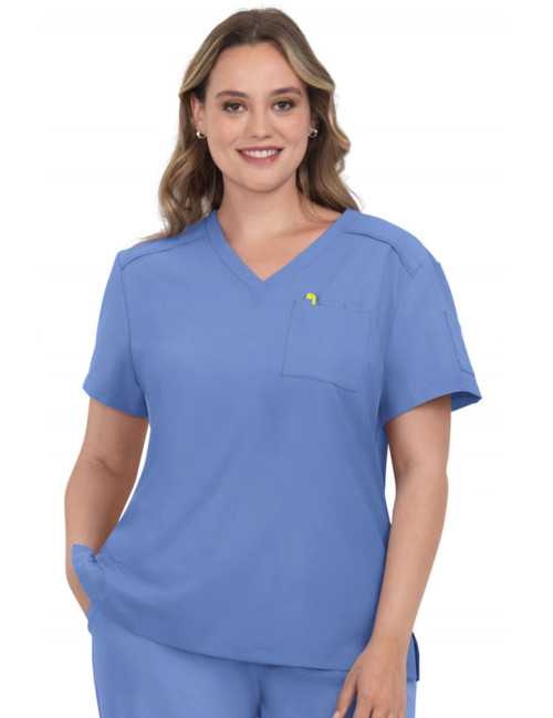 Blouse médicale Femme Koi "Aura", 2 poches, collection Cureology (C100), bleu ciel de face