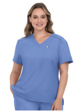 Blouse médicale Femme Koi "Aura", 2 poches, collection Cureology (C100), bleu ciel de face