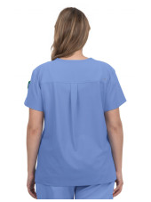 Blouse médicale Femme Koi "Aura", 2 poches, collection Cureology (C100), bleu ciel de dos