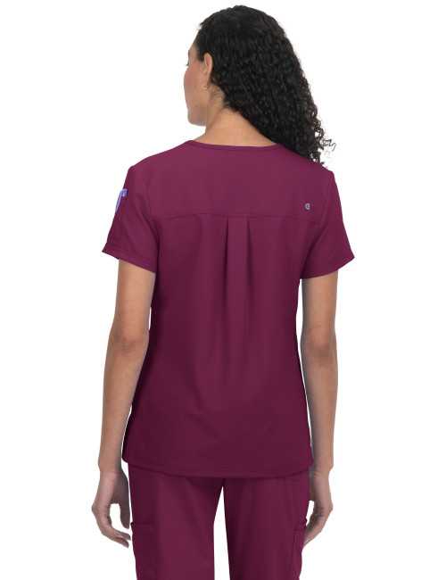 Blouse médicale Femme Koi "Aura", 2 poches, collection Cureology (C100) bordeaux de dos 