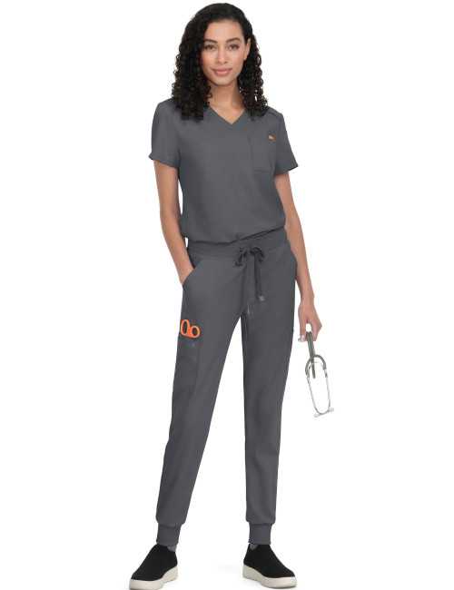Blouse médicale Femme Koi "Aura", 2 poches, collection Cureology (C100) gris de face 