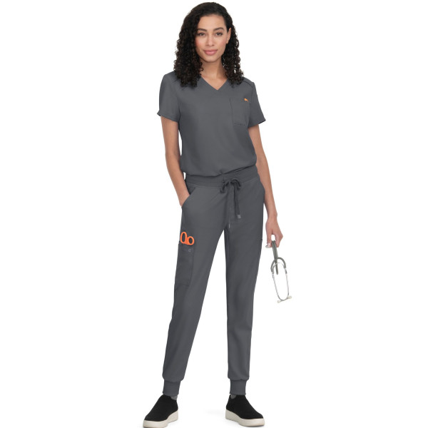 Blouse médicale Femme Koi "Aura", 2 poches, collection Cureology (C100) gris de face 