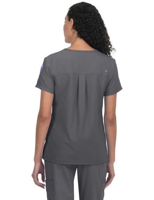 Blouse médicale Femme Koi "Aura", 2 poches, collection Cureology (C100) gris de dos 
