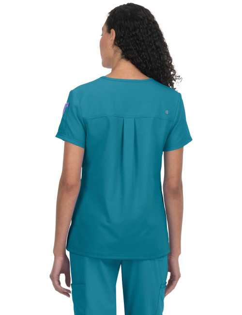 Blouse médicale Femme Koi "Aura", 2 poches, collection Cureology (C100) teal blue de dos 