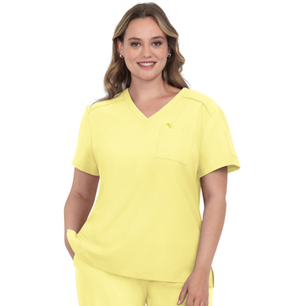 Blouse médicale Femme Koi "Aura", 2 poches, collection Cureology (C100) jaune de face 