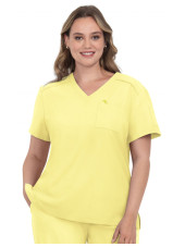 Blouse médicale Femme Koi "Aura", 2 poches, collection Cureology (C100) jaune de face