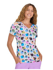 Blouse médicale femme imprimée "Moutons" (1122PRA-TBS)