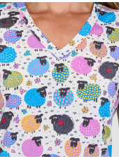Blouse médicale femme imprimée "Moutons" (1122PRA-TBS)
