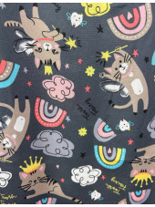 Blouse médicale originale Femme "Chat et arc-en-ciel sur fond gris", Collection Koi (384PR-TFY)