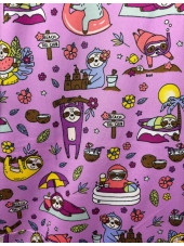 Blouse médicale femme imprimée "Paresseux" (384PR-SLH)