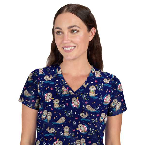 Women's medical blouse printed "Sloth" (384PR-SLH)