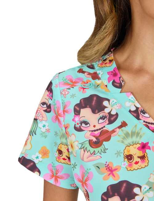 Blouse médicale femme imprimée "Hawaï" (1122PRA-HLU)