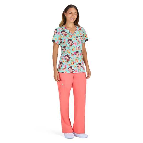 Women's printed medical blouse "Rosalie" (1122PRA-TBS)