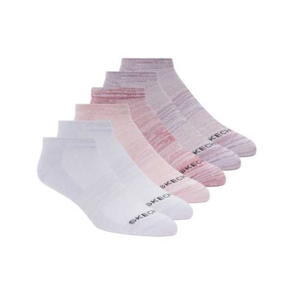 Lots de 6 chaussettes chevilles "Skechers rose" 35/40