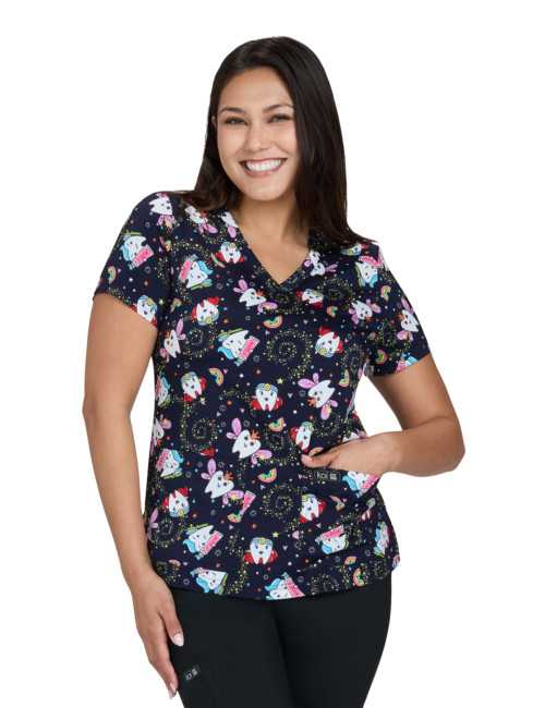 Blouse médicale femme imprimée "dents magiques" (384PRA-PAN)