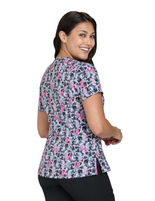 Blouse médicale femme imprimée "octobre rose" (384PRM-IKH)