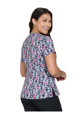 Blouse médicale femme imprimée "octobre rose" (384PRM-IKH)