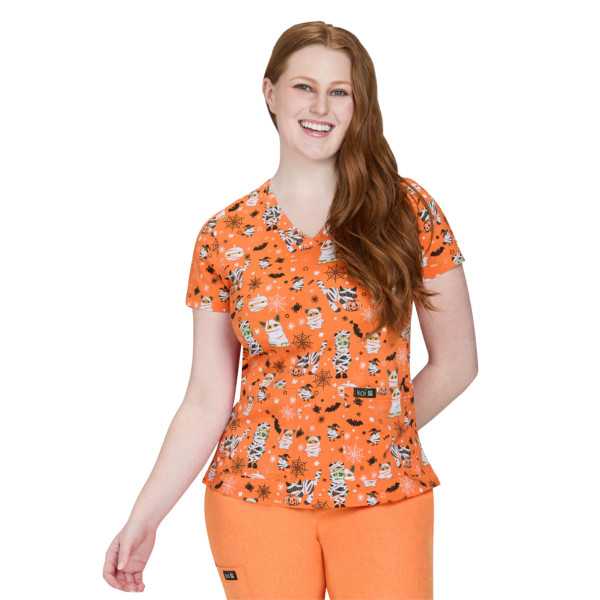 Blouse médicale femme imprimée "Halloween (384PR-AWU)