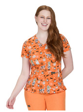 Blouse médicale femme imprimée "Halloween (384PR-AWU)
